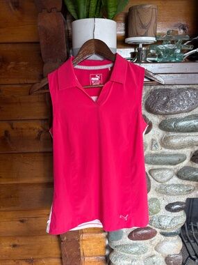 Puma Golf Sleeveless Polo Tank Top Bright Pink Light Pink Women’s Small